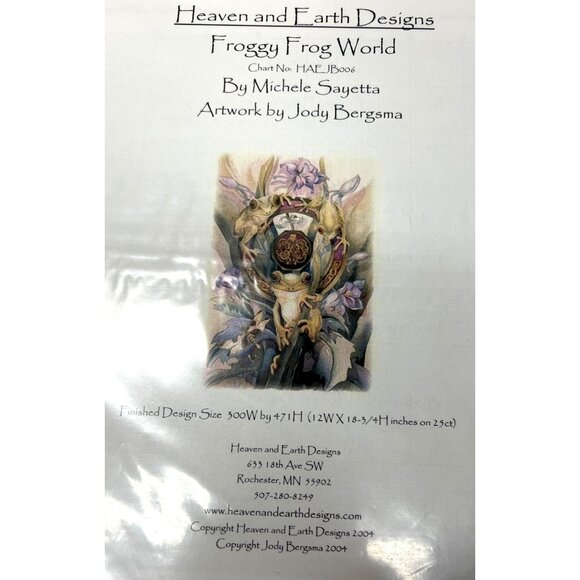 Heaven And Earth Designs Froggy Frog World Cross Stitch Pattern By Michele Sayet - Picture 2 of 3